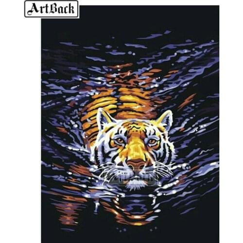 Full square drill 5d diamond painting water tiger diy 3d diamond embroidery animal diamond mosaic rhinestone crafts