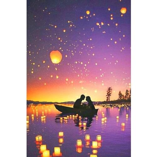 Paint By Numbers For Adults With Frame Romantic Couples HandPainted Lake Scenic Oil Painting Home Decor Acrylic Painting Crafts