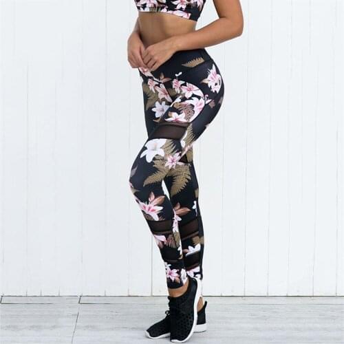 TaoBo Flower Pattern Mesh High Waist Yoga Pants Femmes Fitness Gym Leggings Breathable Stitching Hollow Sport Pants Seamless