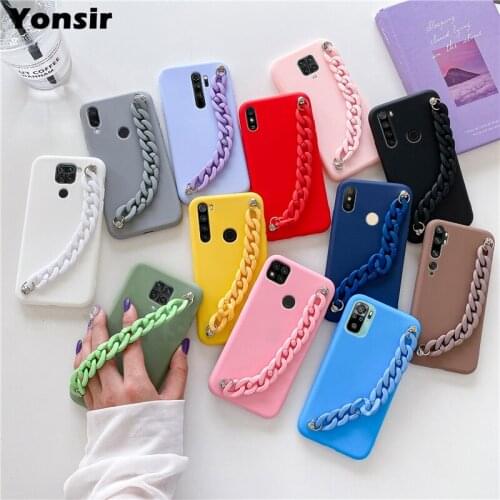 Matte Soft TPU Case For Xiaomi Redmi Note 10 9s 8 Pro 9s 8T 7 9A 9C 9T Max Silicone Cover Wriststrap Bracelet