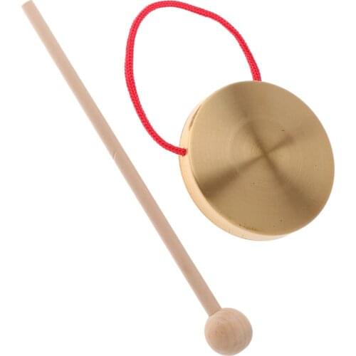 Mini Hand Gong Chapel Copper Cymbals Percussion Opera Gong for Kids Children Toys (10cm)