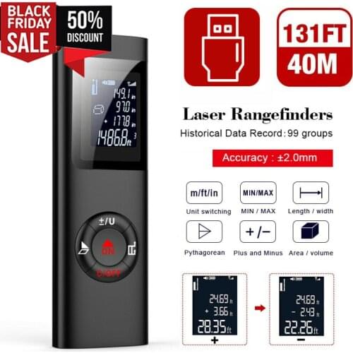 Multifunctional 40M LCD Digital Laser Rangefinder Smart Digital Laser Distance Meter Range Portable USB Charging Range finder
