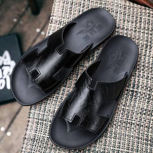2020 summer men 39 s sandals slippers male flops hotel fashion casual High Quality sandalias playa hombre pantoufle homme cuir