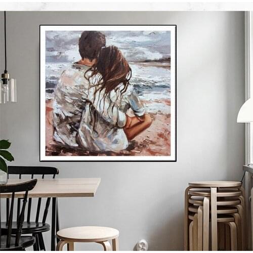 Romantic Seaside Couple Picture Coloring By Numbers Kits For Adults Painting By Numbers On Canvas DIY Frame Home Art Decor Gift