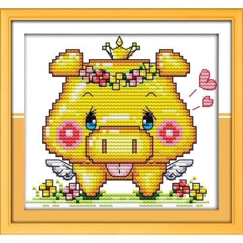 Good dream pig (2) cross stitch kit 14ct 11ct count print canvas stitches embroidery DIY handmade needlework plus