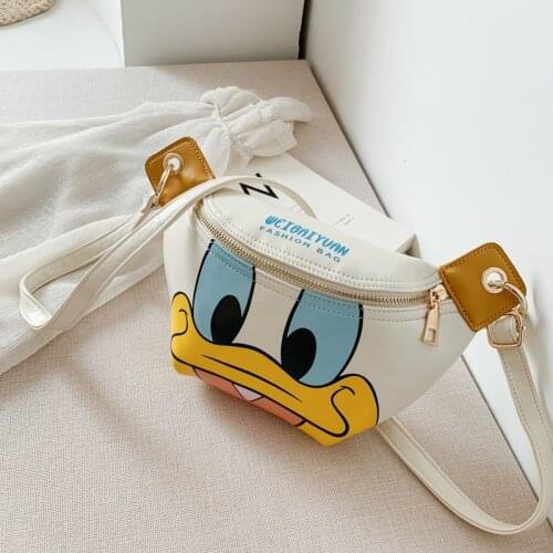 Disney PU childrens small bag new Donald Duck shoulder breast bag cartoon anime parent-child bag girl messenger bag