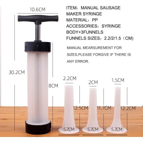 Homemade Sausage Syringe Machine Sausage Casing Sausage Stuffer Funnels Ham Filler Manual Sausage Maker Meat Hot Dog Grinders