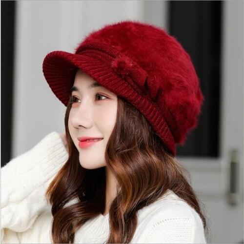 Lingwave Ladies Winter New Hat Thicken Plus Fleece Fashion Warm Knitted Hat New Wild Wool Hat Lady Hat