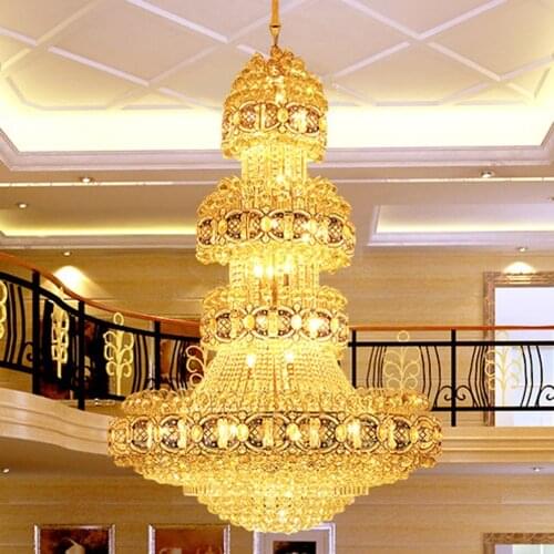 Modern Crystal Chandelier Lighting Fixture Gold Crystal Chandeliers LED Lights Modern Hanging Light Clubs Hotel Hall Lobby Lamps