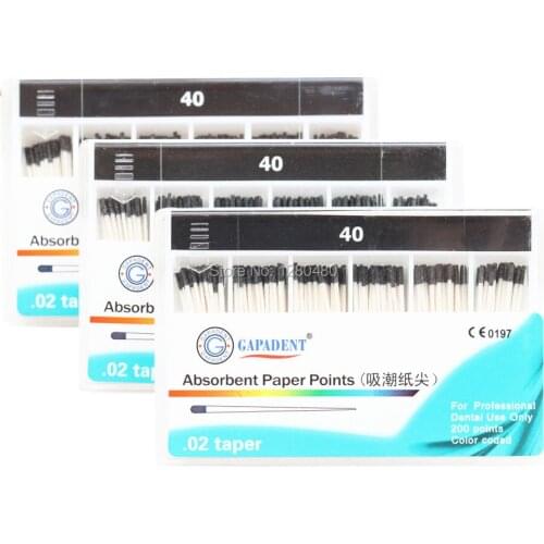 3 Packs (600 Pcs)Dental Materials Strong Absorption Pure Cotton Fiber Absorbent Paper Points #40 Dentist Products