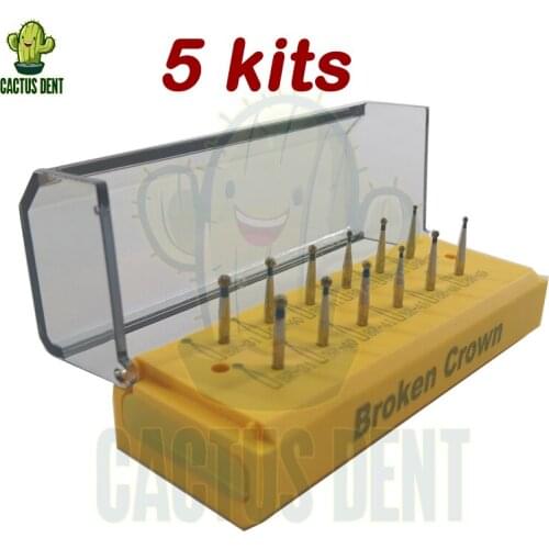 Dental Oral Materials Polishing Drill Diamond Burs Kit for Broken Crown / High Speed Handpiece Round Burs BR FG Dentistry Tool