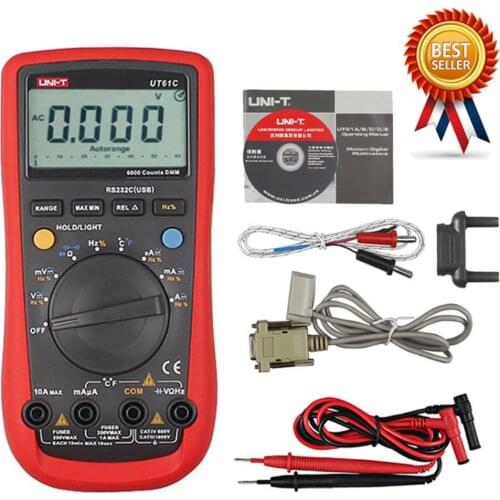 UNI-T UT61C Digital Multimeters AC 1000V RS232 PC Connect Data Calculate Diode LCD Backlight 0.5S Fast Test Temperature