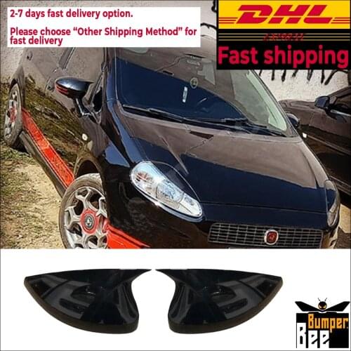 Mirror Cover For Fiat Punto 2009 2010 2011 2012 2013 2014 2015 2016 2017 2018 Accessory Bright Black BAT BATMAN Case CAR Shield