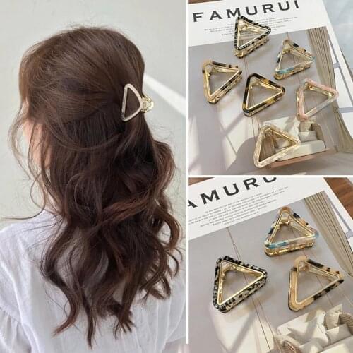 2021 New Women Girls Triangle Hollow Acetate Hair Claws Sweet Headband Hair Clips Hairpins Claw Crabs Fashion Hair Accessories