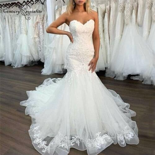 Vestido De Noiva Strapless Mermaid Wedding Dresses for Women 2020 Sweetheart Lace Up Back Plus Size Bridal Gowns Robe De Mariee