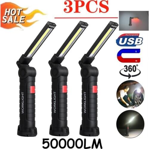 1/3Pcs LED+COB Rechargeable Torch Lamp COB Torch Inspection Lamp Cordless Work Light for Outdoor Camping Car Truck