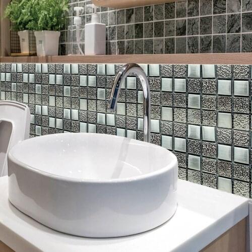 10*10cm PVC Tiles Sticker Adhesive Black Waterproof Mosaic Kitchen Bathroom Self-Adhesive Wall Sticker Home Decoration #LR3