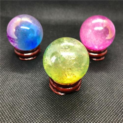 1X Rainbow Crystal Ball Clear Quartz Sphere Aura Chakra Electroplated Ball Minerals Healing Massage Gifts Stones and Minerals