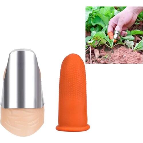 2 set Silicone Finger Stainless Steel Silicone Thumb Knife Separator Finger Knife Harvesting Plant Knife Vegetable Tools new
