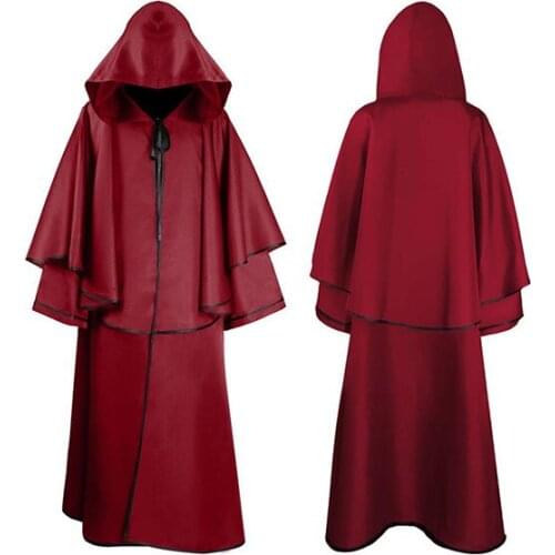 2021 Medieval Costumes Halloween Cosplay Monk Friar Robe Priest Costume Ancient Clothing Christian Suit Black Red White Brown