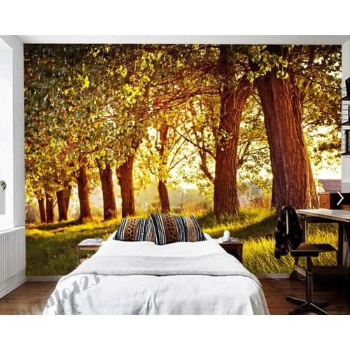 Sunny with trees and boulevards natural landscape 3d wallpaper papel de parede,living room sofa TV wall bedroom restaurant mural