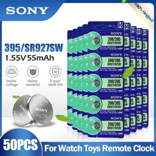 50PCS Original Sony 395 399 AG7 SR927SW SR927W SR927 LR927 LR927W 1.55V Silver Oxide Battery For Watch Toys Remote Button Cell