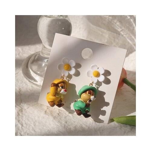 Disney Chip Dale 84551 Fashion Anime Action Figures Cartoon Products Accessories Stud Earrings Unisex Birthday Gifts