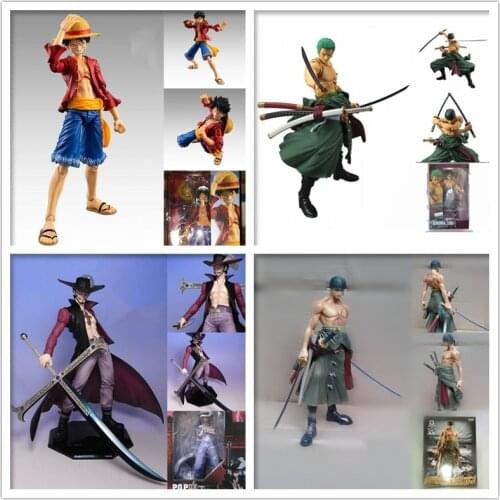 Anime SH Roronoa Zoro Trafalgar Law Sabo Dracule Mihawk Monkey D Luffy Model Action FiguresToy Doll
