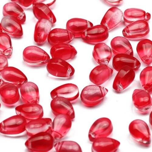 Red Color 6x9mm Transparent Water Drop Shape Beads Czech Glass Beads For Jewelry Making DIY Handmade Craft Necklace Accessories