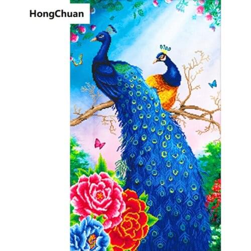 Fast delivery noble peacock mural 5D DIYround/square diamond paintingembroidery mosaic cross stitch homedecoration new year gift