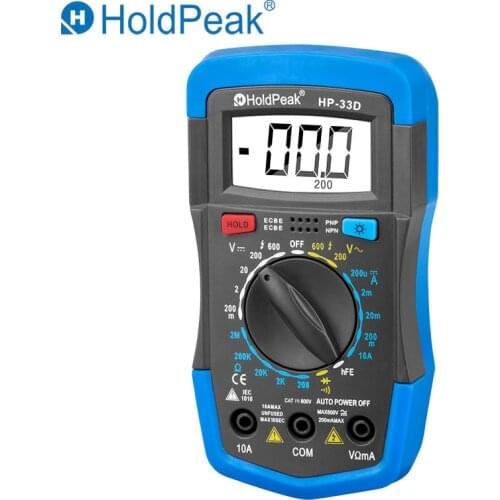 HoldPeak HP-33D Digital Multimeter DC/AC Voltage Current Resistance Test With Thermocouple LCD Backlight Portable dropshipping