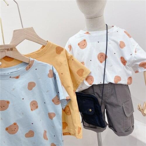 2021 Summer New Kids T Shirts 2 3 4 5 6 7 Y Baby Boys Cartoon Shorts Sleeve T-shirts Cute Bear Cotton Casual Tee Shirts For Boy