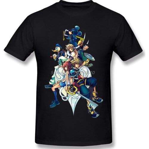 T-Shirt For Men Kingdom Hearts 2 - Characters Cover Cotton Kingdom Hearts T Shirt Funny Anime Men Tee Streetwear Harajuku