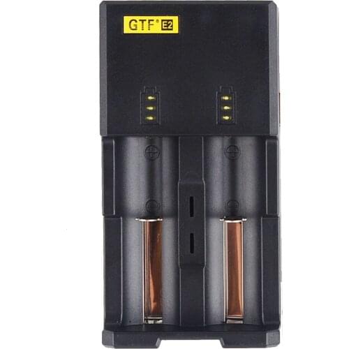 GTF E2 18650 14500 16340 AAA AA Dual Slot Smart NiMH / Li-Ion Battery Charger