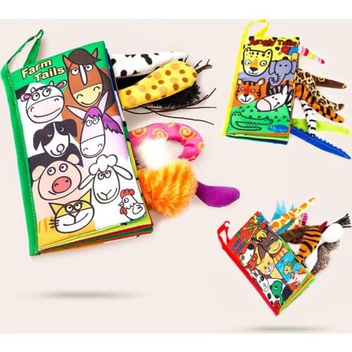 0-36M Baby Early Learning Toy Tail Cloth Book Parent-Child Interactive Sound Paper Puzzle Cloth Book Rattle