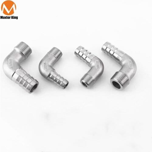 3/8''- 2" BSP Male Thread x 8/40mm 304 Stainless Steel Elbow Connector Barb Hose Tail Reducer Pagoda Joint Coupling Pipe Fitting