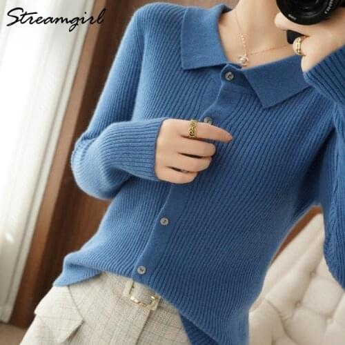 Short Sweater Cardigan Women Autumn Winter Polo Collar Womens Sweater Coat Knitted Button Up Cardigan Top Woman Autumn 2021