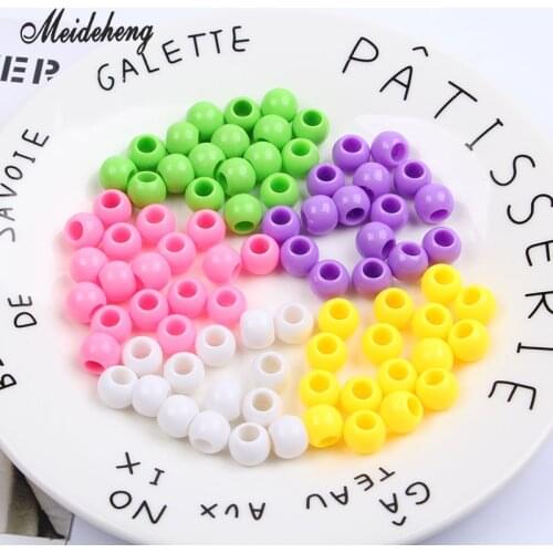 10mm Acrylic big hole Round candy Beads For Jewelry Making Hair rings DIY Craft Accessories kids' toy 110pcs/bag