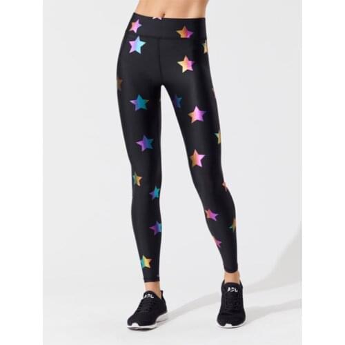 New Fashion Colored Stars Pattern Digital Printed Skinny Breathable Leggings Gifts For Ladies