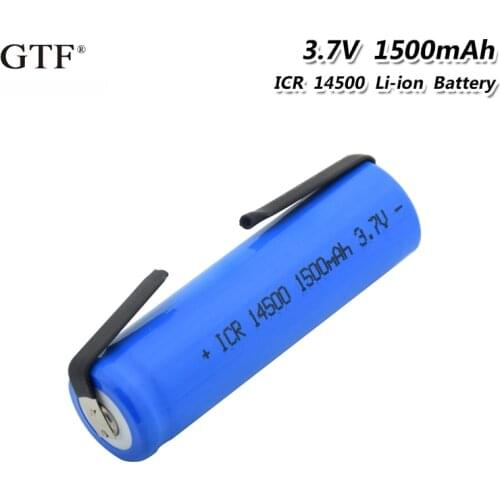 1Pcs 3.7V ICR 14500 1500mAh Lithium Li Ion Batteries Rechargeable For Torch Flashlight Microphone Radio Gamepad Headlamp