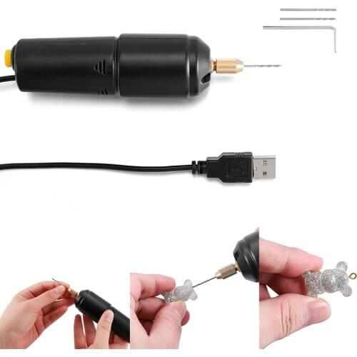 Mini Electric Drill Handheld For Pearl Epoxy Resin Wood Craft Tools 3 Drills 5V USB Plug for DIY Jewelry Making Tool
