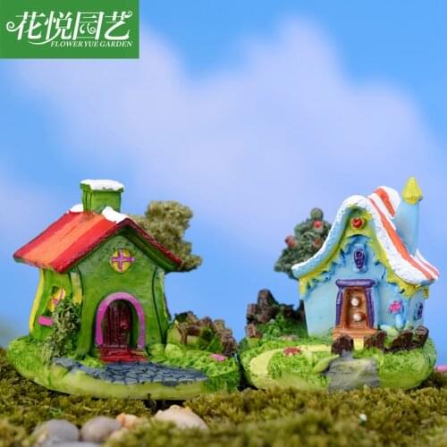 Miniature Fairy Gnome Colorful House Home Window Door for Yard Art Garden Sculpture Statues Decor Outdoor Fairy Garden