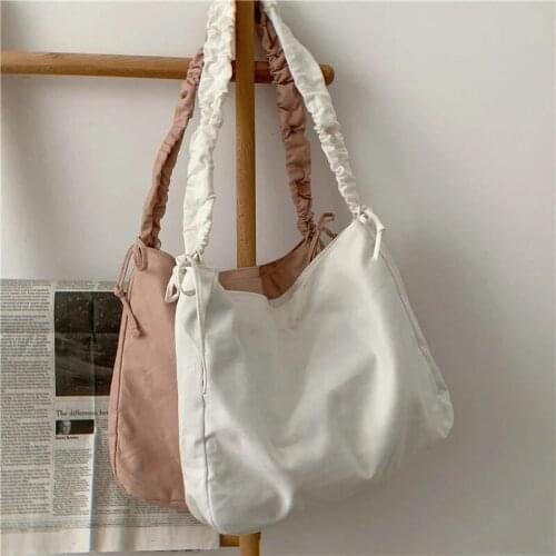 Women Fashion Soft Canvas Cloth Shoulder Bag Casual Large Capacity Ladies Casual Handbag Female Crossbody Elastic Shoulder Bags