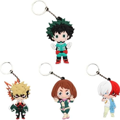 My Hero Academia Keychain Midoriya Izuku Deku Todoroki Shoto Pendant Cartoon Silica Gel Keyring Cosplay Charm Accessories