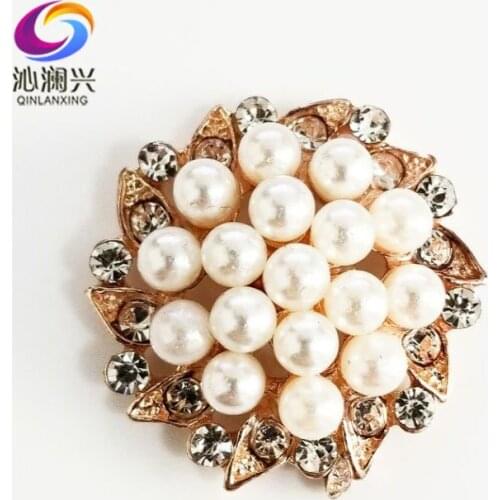 New!! 3.2cm 2pcs/pack Super beauty Round shape Alloy + imitation pearls sew on stones for Diy/jewelry accessories