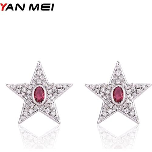 YanMei Star Luxury Trendy Cubic Zirconia stud earrings New Arrive 2018 Nice Cute Fashion For Women Gifts E7530Y