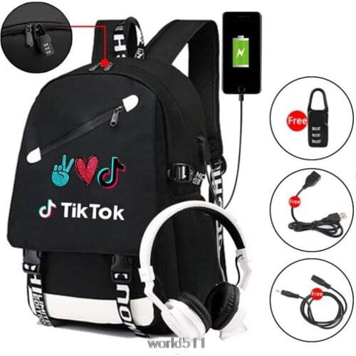Tik Tok Backpack for Men Women 3D Printing Usb Charging School Bag Oxford Teenagers Laptop Travel Mochilas birthday gift