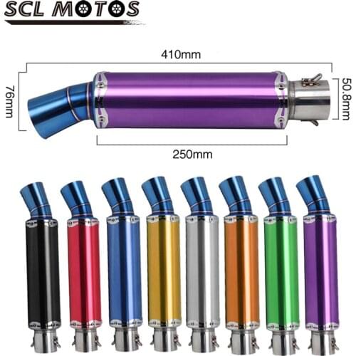 SCL MOTOS Universal 50.8mm Motorcycle Colorful Exhaust Pipe Muffler Escape Moto For Honda CBR250 CB400 YZF FZ400 NINJA TMAX530