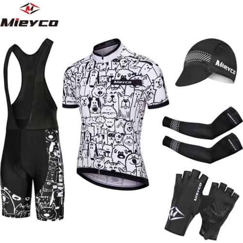 Mens Tracksuit Racing Cycling Jersey Sets White Cat Dog Triathlon Pro Bike Wear Quick Dry Ropa Ciclismo Mtb Outdoor Clothing