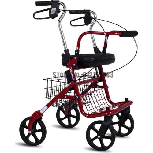 Elderly Shopping Carts Can Sit On The Light Old Scooter Trolley Foldable Four-legged Walking Stick For Grocery Shopping